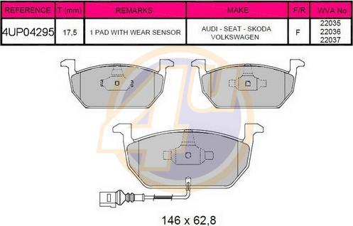 4U 4UP04295 - Bremžu uzliku kompl., Disku bremzes ps1.lv