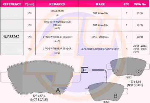 4U 4UP38262 - Bremžu uzliku kompl., Disku bremzes ps1.lv