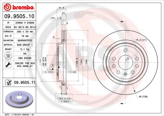 A.B.S. 09.9505.11 - Bremžu diski ps1.lv