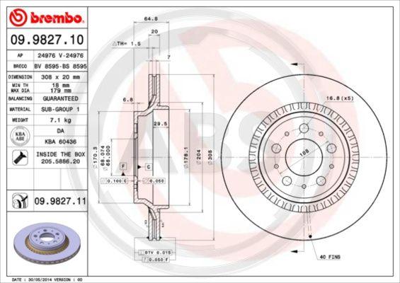 A.B.S. 09.9827.11 - Bremžu diski ps1.lv