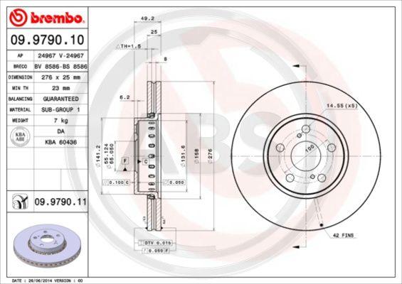 A.B.S. 09.9790.11 - Bremžu diski ps1.lv