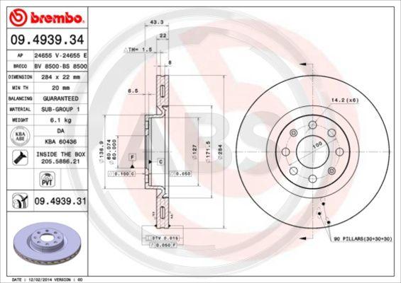 A.B.S. 09.4939.31 - Bremžu diski ps1.lv