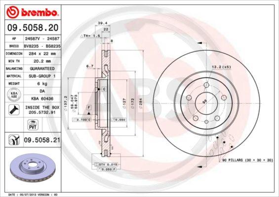 A.B.S. 09.5058.21 - Bremžu diski ps1.lv