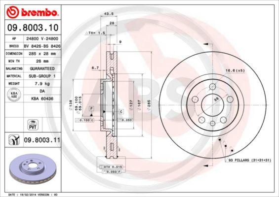 A.B.S. 09.8003.11 - Bremžu diski ps1.lv