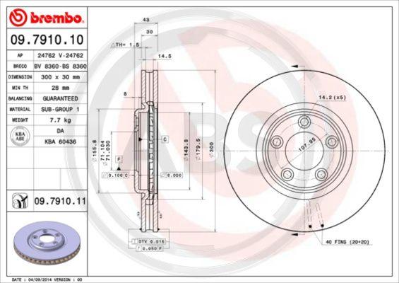 A.B.S. 09.7910.11 - Bremžu diski ps1.lv