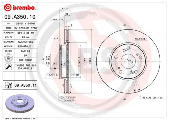 A.B.S. 09.A350.11 - Bremžu diski ps1.lv