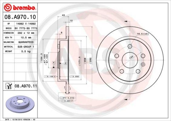 A.B.S. 08.A970.11 - Bremžu diski ps1.lv