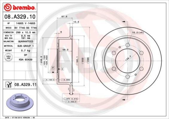 A.B.S. 08.A329.11 - Bremžu diski ps1.lv