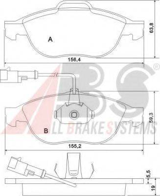 A.B.S. 37064 OE - Bremžu uzliku kompl., Disku bremzes ps1.lv