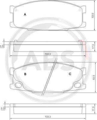 A.B.S. 37026 - Bremžu uzliku kompl., Disku bremzes ps1.lv