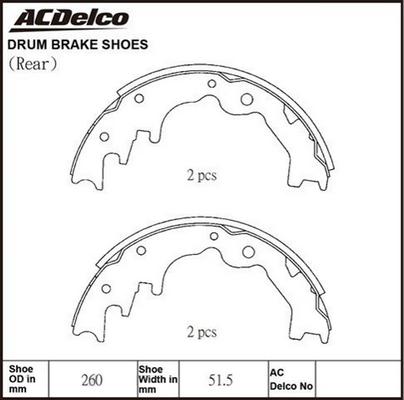 ACDelco ACBS1665 - Bremžu loku komplekts ps1.lv