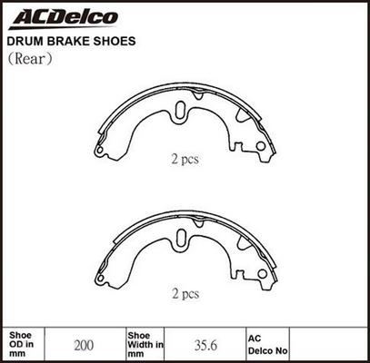 ACDelco ACBS1602 - Bremžu loku komplekts ps1.lv