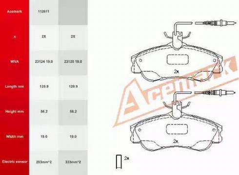 Acemark 112611 - Bremžu uzliku kompl., Disku bremzes ps1.lv