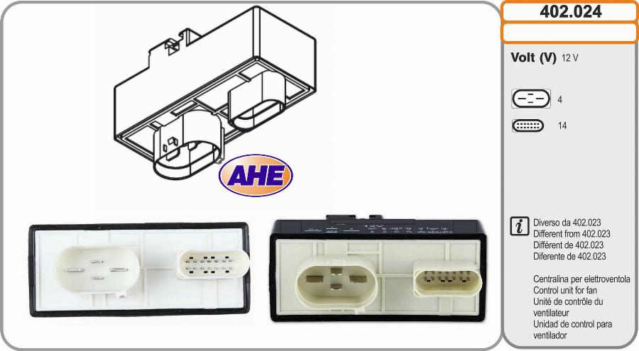 AHE 402.024 - Vadības bloks, Elektroventilators (Motora dzesēšana) ps1.lv