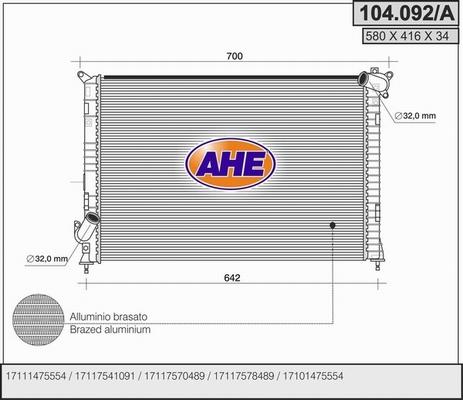 AHE 104.092/A - Radiators, Motora dzesēšanas sistēma ps1.lv