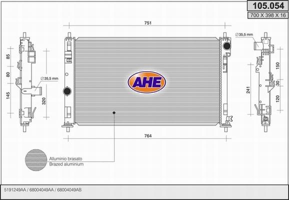 AHE 105.054 - Radiators, Motora dzesēšanas sistēma ps1.lv