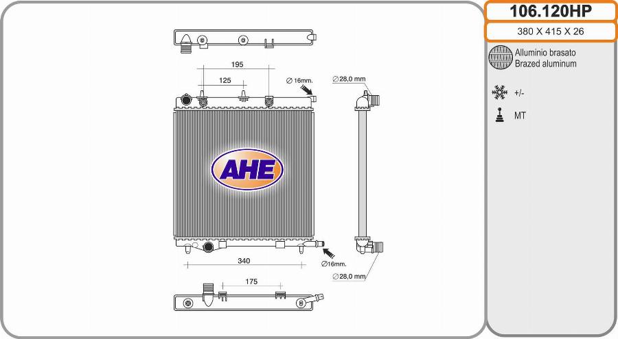 AHE 106.120HP - Radiators, Motora dzesēšanas sistēma ps1.lv