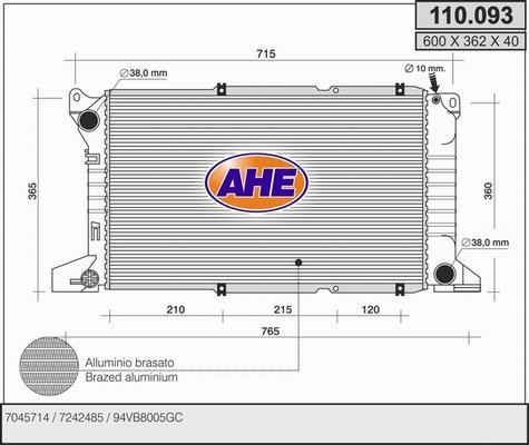 AHE 110.093 - Radiators, Motora dzesēšanas sistēma ps1.lv