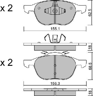 AISIN BPFO-1016 - Bremžu uzliku kompl., Disku bremzes ps1.lv