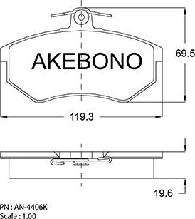 Akebono AN-4406K - Bremžu uzliku kompl., Disku bremzes ps1.lv