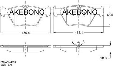 Akebono AN-4435K - Bremžu uzliku kompl., Disku bremzes ps1.lv