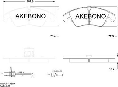 Akebono AN-4548WK - Bremžu uzliku kompl., Disku bremzes ps1.lv