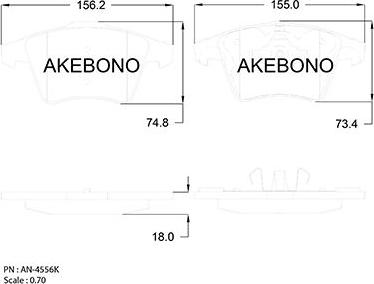 Akebono AN-4556K - Bremžu uzliku kompl., Disku bremzes ps1.lv