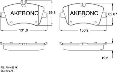 Akebono AN-4557K - Bremžu uzliku kompl., Disku bremzes ps1.lv