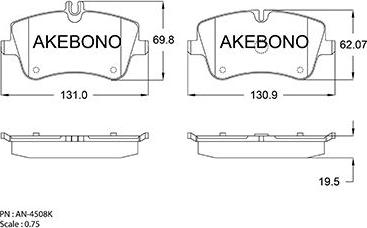 Akebono AN-4508K - Bremžu uzliku kompl., Disku bremzes ps1.lv