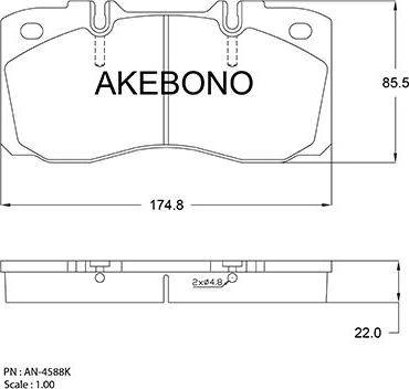 Akebono AN-4588KE - Bremžu uzliku kompl., Disku bremzes ps1.lv