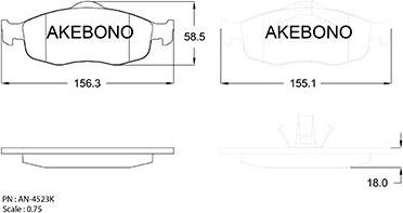 Akebono AN-4523K - Bremžu uzliku kompl., Disku bremzes ps1.lv