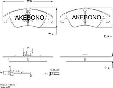 Akebono AN-4623WK - Bremžu uzliku kompl., Disku bremzes ps1.lv