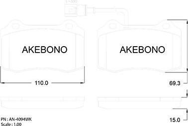 Akebono AN-4094WKE - Bremžu uzliku kompl., Disku bremzes ps1.lv