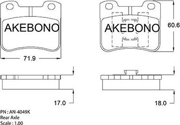 Akebono AN-4049KE - Bremžu uzliku kompl., Disku bremzes ps1.lv