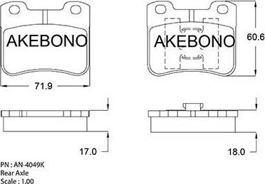 Akebono AN-4049K - Bremžu uzliku kompl., Disku bremzes ps1.lv