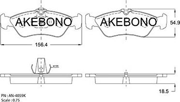 Akebono AN-4059K - Bremžu uzliku kompl., Disku bremzes ps1.lv