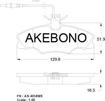 Akebono AN-4058WKE - Bremžu uzliku kompl., Disku bremzes ps1.lv