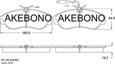 Akebono AN-4063WKE - Bremžu uzliku kompl., Disku bremzes ps1.lv