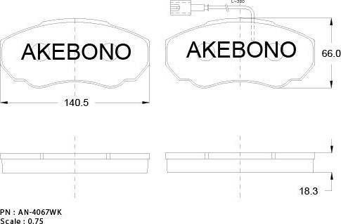 Akebono AN-4067WK - Bremžu uzliku kompl., Disku bremzes ps1.lv