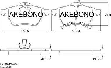 Akebono AN-4006WKE - Bremžu uzliku kompl., Disku bremzes ps1.lv