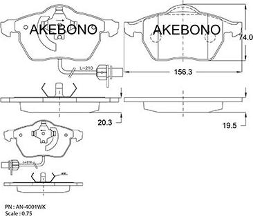 Akebono AN-4001WKE - Bremžu uzliku kompl., Disku bremzes ps1.lv