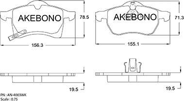 Akebono AN-4003WKE - Bremžu uzliku kompl., Disku bremzes ps1.lv