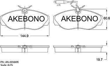 Akebono AN-4016WKE - Bremžu uzliku kompl., Disku bremzes ps1.lv