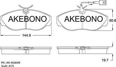 Akebono AN-4026WK - Bremžu uzliku kompl., Disku bremzes ps1.lv