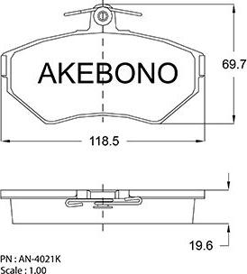 Akebono AN-4021K - Bremžu uzliku kompl., Disku bremzes ps1.lv