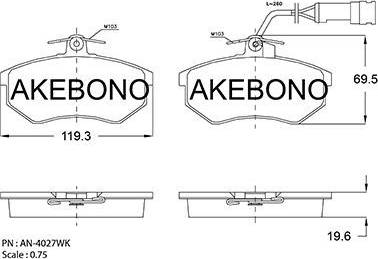 Akebono AN-4027WK - Bremžu uzliku kompl., Disku bremzes ps1.lv