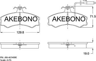 Akebono AN-4074WKE - Bremžu uzliku kompl., Disku bremzes ps1.lv