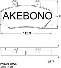 Akebono AN-4105K - Bremžu uzliku kompl., Disku bremzes ps1.lv