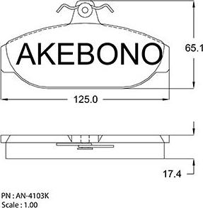 Akebono AN-4103KE - Bremžu uzliku kompl., Disku bremzes ps1.lv