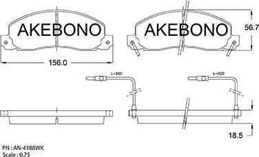 Akebono AN-4188WKE - Bremžu uzliku kompl., Disku bremzes ps1.lv